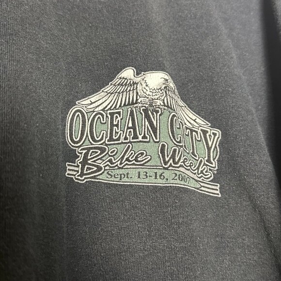 Ocean City Graphic T Shirt Men XL 2007 11th Bike Week Skeleton Biker Punk Y2K - Picture 5 of 12